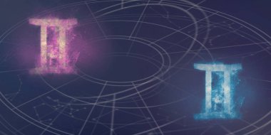 İkizler ve ikizler burç işaretleri uyumluluk. Gece gökyüzü arka plan