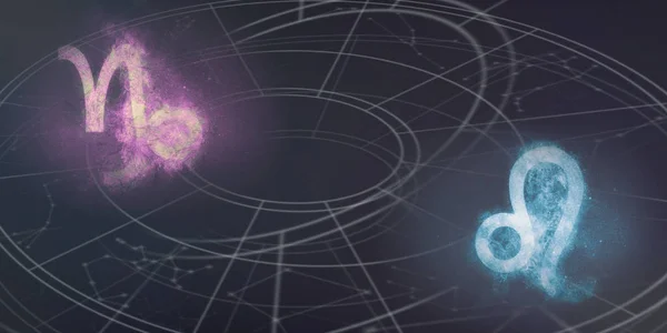 Σημάδια Συμβατότητα Αιγόκερω Και Leo Ωροσκόπιο Αφηρημένα Φόντο Του Ουρανού — Φωτογραφία Αρχείου