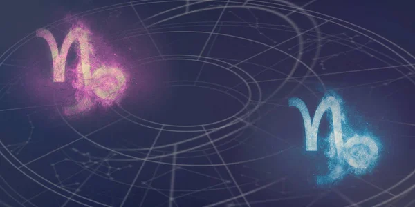Αιγόκερω Και Αιγόκερως Ωροσκόπιο Συμβατότητα Σημάδια Αφηρημένα Φόντο Του Ουρανού — Φωτογραφία Αρχείου