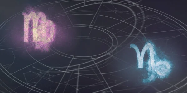 Σημάδια Συμβατότητα Παρθένος Και Αιγόκερως Ωροσκόπιο Αφηρημένα Φόντο Του Ουρανού — Φωτογραφία Αρχείου