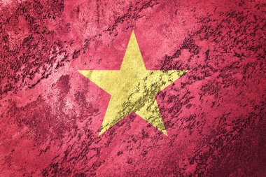 Grunge Vietnam bayrağı. Doku ile Vietnam bayrağı.