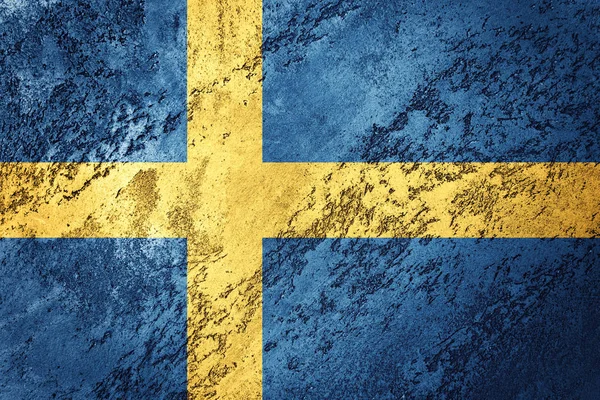Grunge İsveç bayrağı. İsveç bayrağı ile doku.