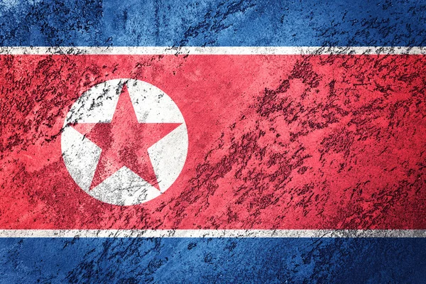 Grunge Kuzey Kore bayrağı. Kuzey Kore bayrağı ile doku.