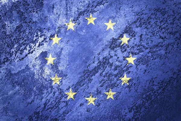 Grunge Europe Union flag. EU flag with grunge texture.