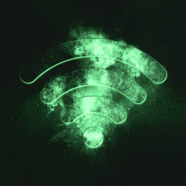 Wi Fi işareti. Wi-Fi sembolü. Yeşil simge