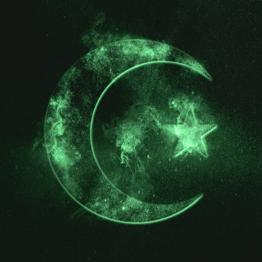 İslam'ın sembolüdür. Yıldız ve hilal ay. Yeşil simge