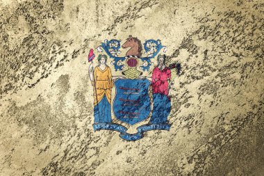 Grunge New Jersey eyalet bayrağı. New Jersey bayrak doku arka plan.