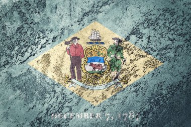 Grunge Delaware Devlet bayrağı. Delaware bayrak doku arka plan.