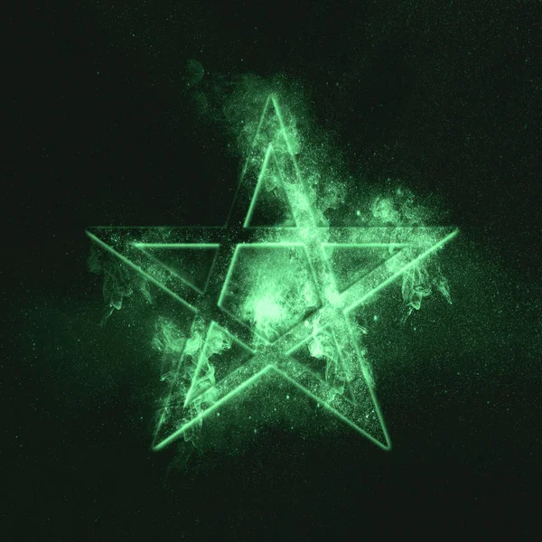 Pentagram Sembolü Yeşil Simge — Stok fotoğraf