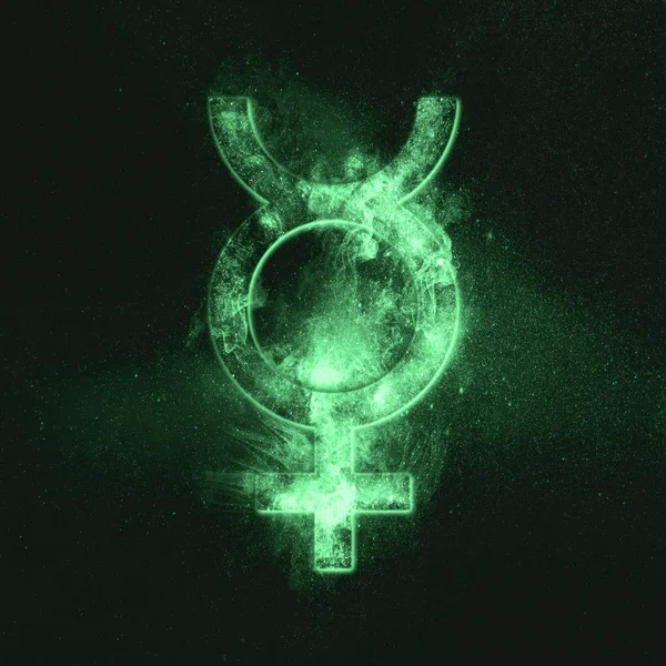 Planet Mercury Symbol Mercury Sign Green Symbol — Stock Photo, Image