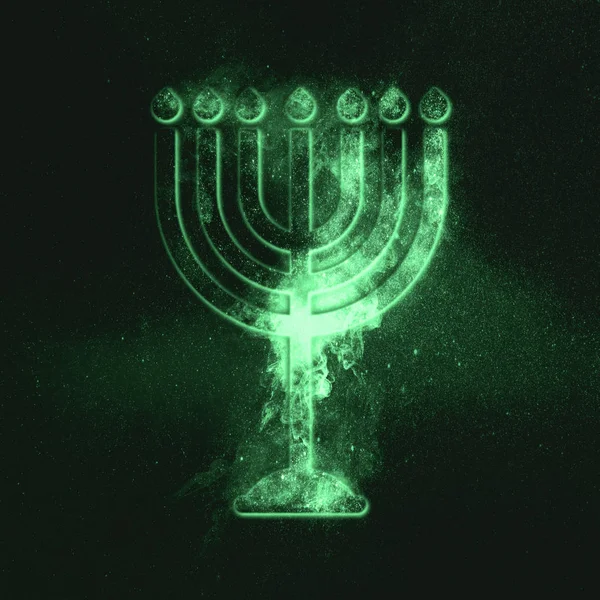 Hanukkah Menorah Simbolo Minorca Simbolo Dell Ebraismo Simbolo Verde — Foto Stock