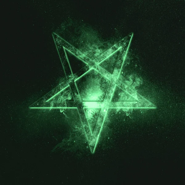 Обратный Символ Пентаграммы Зеленый Символ — стоковое фото