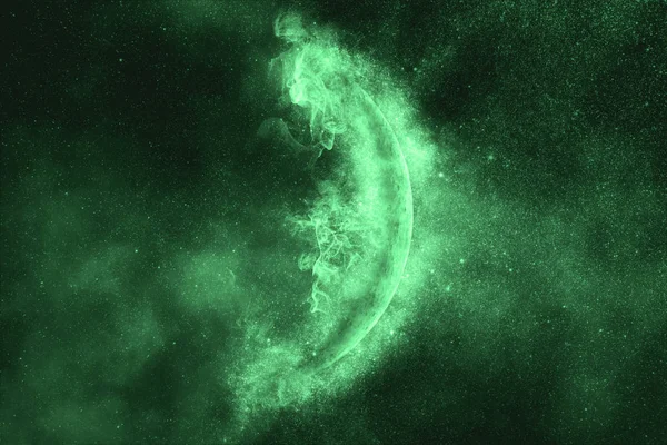 Luna Creciente Cielo Estrellado Nocturno Símbolo Verde — Foto de Stock