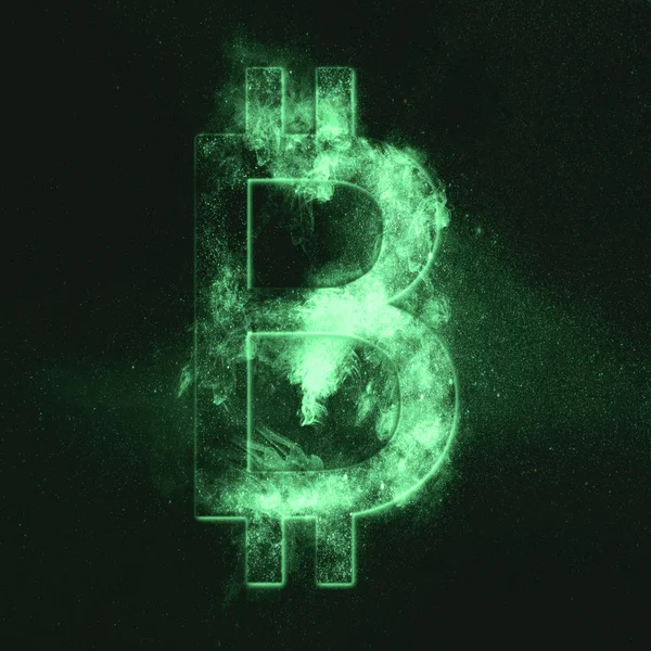 Bitcoin sign. Bitcoin Symbol. Crypto currency symbol.  Green symbol