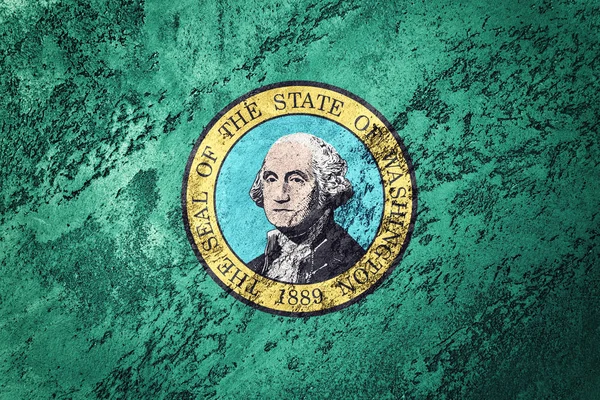 Grunge Washington state flag. Washington flag background grunge texture.