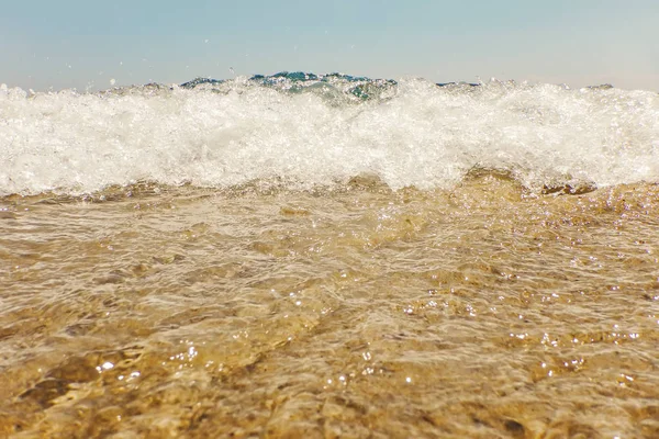 Onda Oceano Azul Praia Areia Fundo Verão — Fotografia de Stock