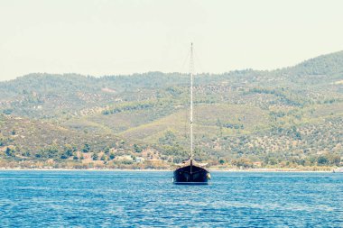 Güzel Yelkenli tekne yat, Yatçılık, seyahat ve aktif yaşam tarzı kavramı