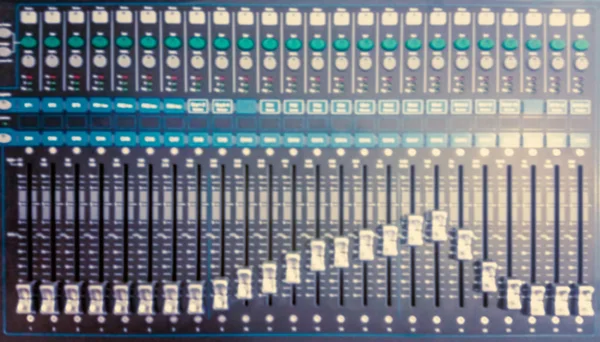 Mikser Dźwięku Mikser Audio Slajdów Muzyka Sprzęt Niewyraźne Tło — Zdjęcie stockowe