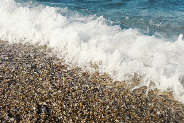 Welle Des Blauen Ozeans Strand Nahaufnahme Sommer Hintergrund — Stockfoto