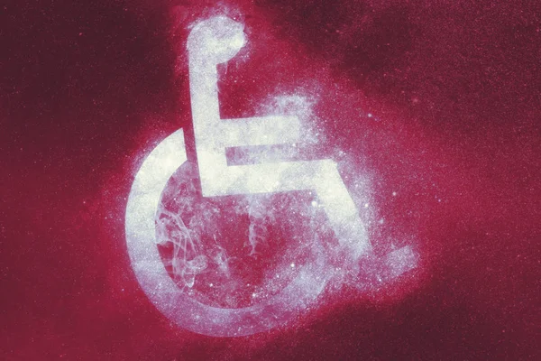 Sinal Cadeira Rodas Símbolo Desactivado Contexto Abstrato — Fotografia de Stock
