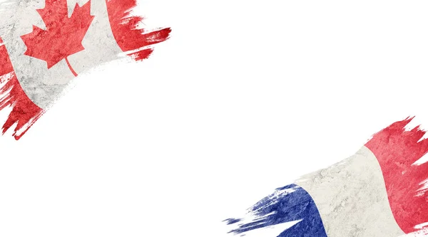 Flagi Kanady Francji Białym Tle — Zdjęcie stockowe