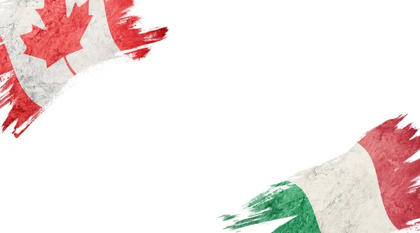 Bandeiras Canadá Itália Sobre Fundo Branco — Fotografia de Stock