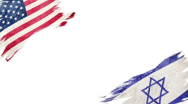 Flaggen Der Usa Und Israels Auf Weißem Hintergrund — Stockfoto