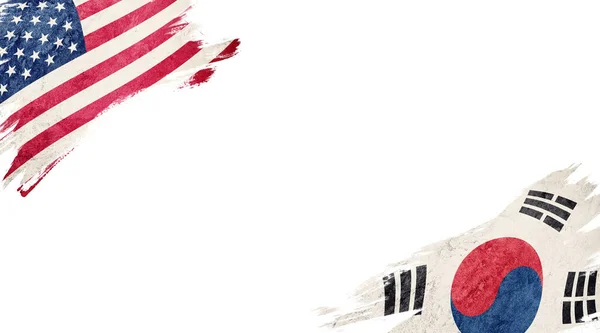Banderas Corea Del Sur Sobre Fondo Blanco —  Fotos de Stock