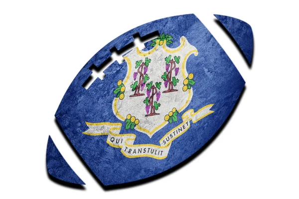 Rugby Boll Connecticut State Flagga Connecticuts Flagga Bakgrund Rugby Boll — Stockfoto