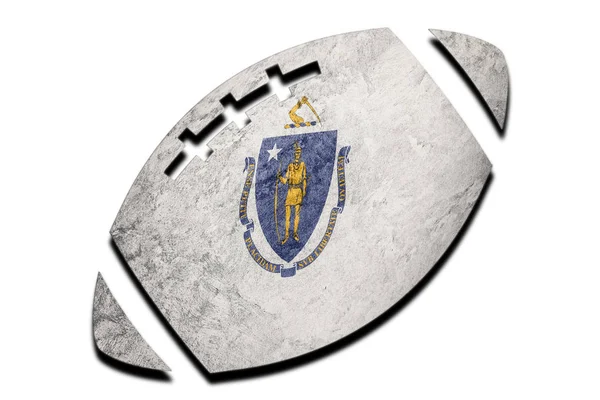 Rugby Ball Drapeau État Massachusetts Massachusetts Drapeau Fond Rugby Ball — Photo