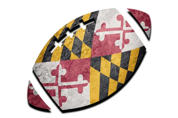 Rögbi Labda Maryland Állam Lobogója Alatt Maryland Zászló Háttér Rögbi — Stock Fotó