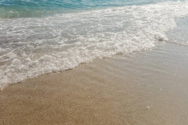 Welle Des Blauen Ozeans Sandstrand Sommer Hintergrund — Stockfoto