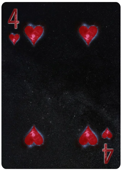 Four Hearts Carte Jouer Résumé Contexte — Photo