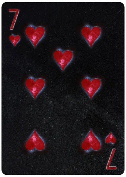 Seven Hearts Carte Jouer Résumé Contexte — Photo