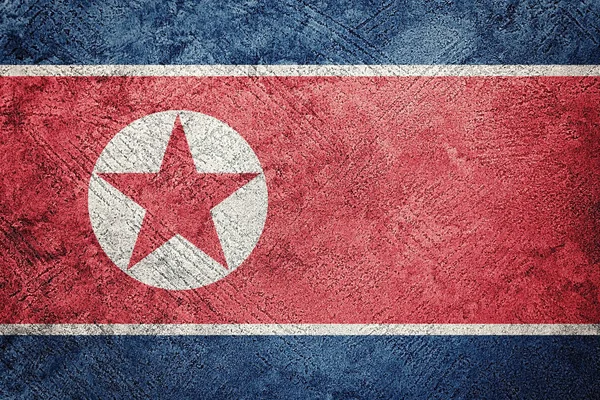 Grunge Nordkorea Flagga Nordkorea Flagga Med Grunge Konsistens — Stockfoto
