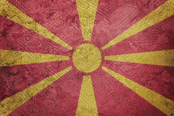 Великий Флаг Македонии Македонский Флаг Гранж Текстурой — стоковое фото