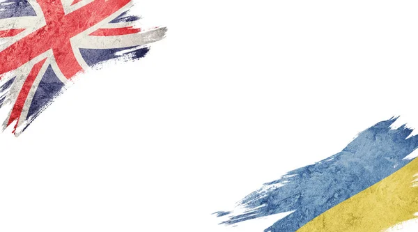 Bandeiras Reino Unido Ucrânia Sobre Fundo Branco — Fotografia de Stock