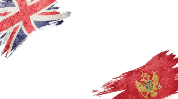 白い背景のイギリス モンテネグロの国旗 — ストック写真