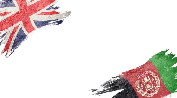 Флаги Великобритании Афганистана Белом Фоне — стоковое фото