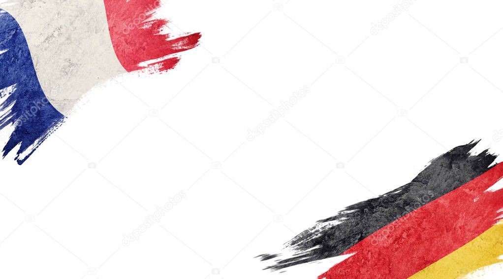 Flags of France and Germany on white background