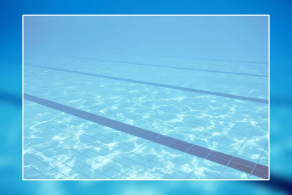 Swimming Pool Background White Border Frame Water Surface Blank Text — Stock Photo, Image