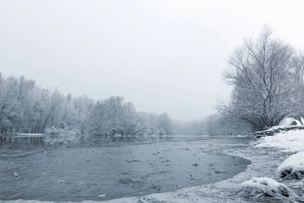Frozen Lake Winter Winter Lake Scene Reflecting Water — Stock Photo, Image