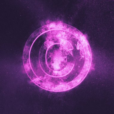 Telif hakkı simgesi. Soyut gece gökyüzü arka plan