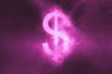 Dolar işareti, Doları sembolü. Soyut gece gökyüzü arka plan 