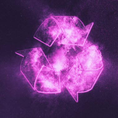 İşareti geri dönüşüm. Soyut gece gökyüzü arka plan