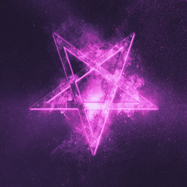 Reversed Pentagram symbol. Abstract night sky background. — Stock Photo, Image