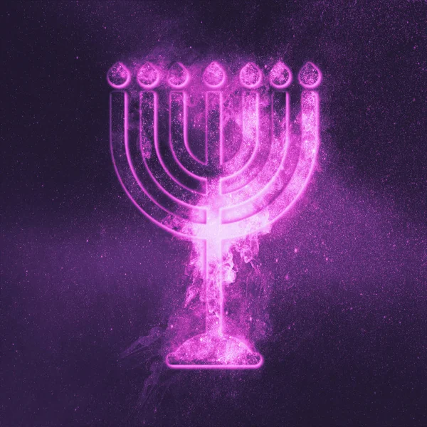 Hanukkah menorah sembolü. Yedi Kollu Şamdan Yahudilik sembolü. Soyut Zen — Stok fotoğraf