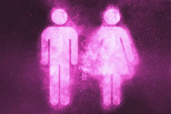 Male and female sign. Abstract night sky background