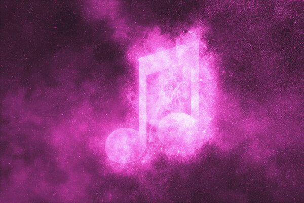 Music note sign, Music note symbol. Abstract night sky backgroun