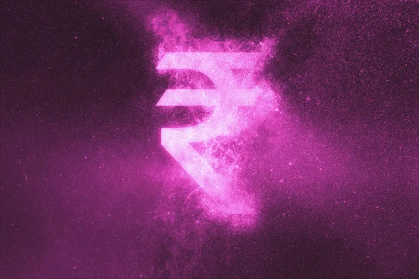 Indiase Rupee teken, symbool van de Indiase Rupee. Abstract night sky backg — Stockfoto